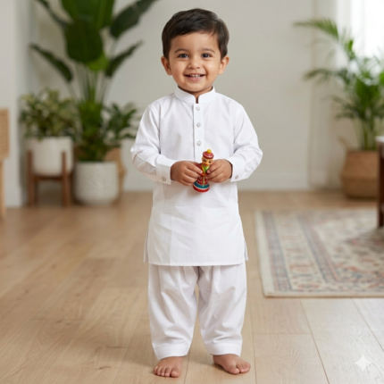 Kids White Salwar Kameez - Punjabi Threads product image 2