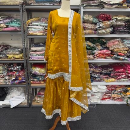 Mustard Party Wear Gharara Suit - Punjabi Threads product image 1