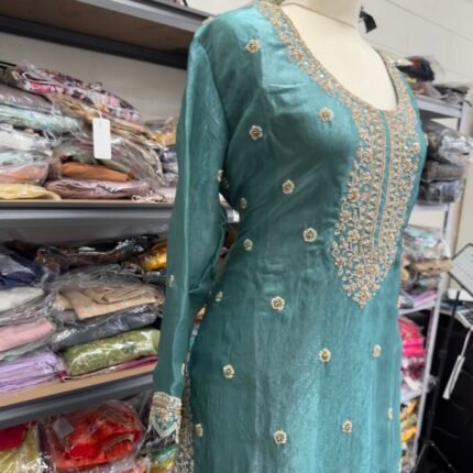 Sea Green Embroidered Sharara Suit - Punjabi Threads product image 2