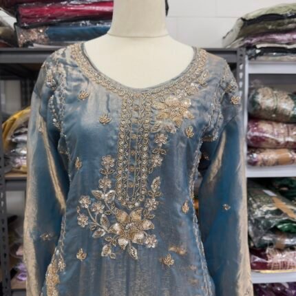 Sky Blue Embroidered Party Wear Suit - Punjabi Threads product image 2