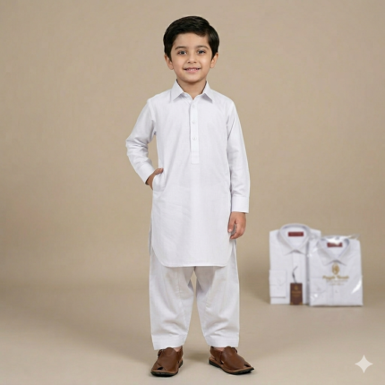 White Salwar Kameez For Kids - Punjabi Threads product image 3