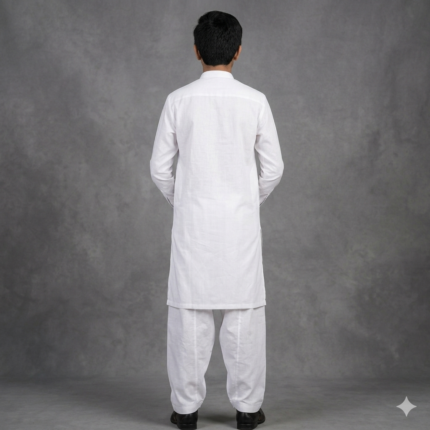 White Salwar Kameez For Teen With Ban - Punjabi Threads product image 2