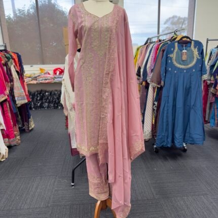 Dusty Pink Embroidered Punjabi Salwar Suit - Punjabi Threads product image 1