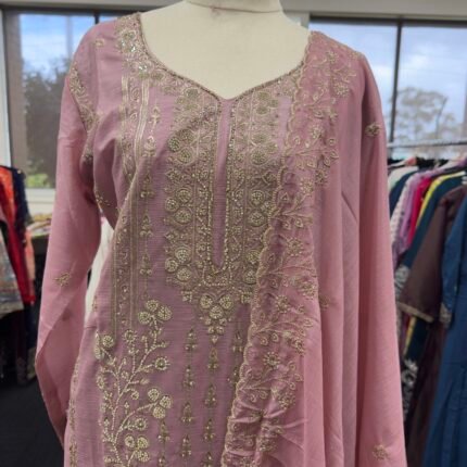 Dusty Pink Embroidered Punjabi Salwar Suit - Punjabi Threads product image 2