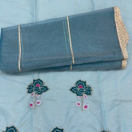 Elegant Sky Blue Embroidered Punjabi Suit - Punjabi Threads product image 2