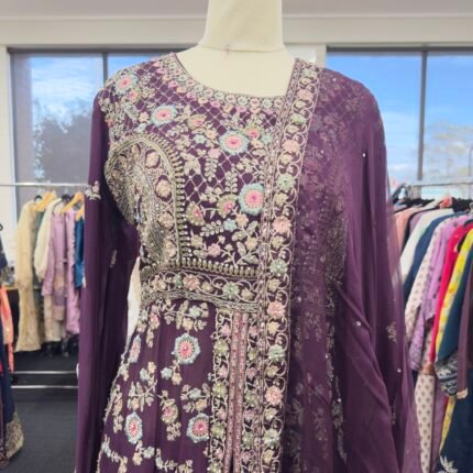 Gulnaar Royale Luxury Plum Embroidered Pakistani Suit - Punjabi Threads product image 2