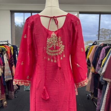 Royal Fuchsia Gold Embroidered Sharara Suit Set - Punjabi Threads product image 2