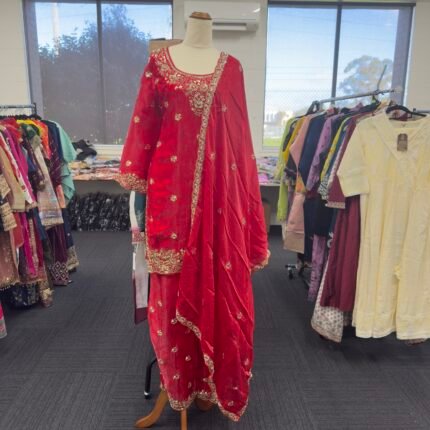 Royal Ruby Fendy Silk Embroidered Punjabi Suit Set - Punjabi Threads product image 1