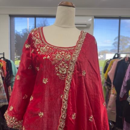 Royal Ruby Fendy Silk Embroidered Punjabi Suit Set - Punjabi Threads product image 2