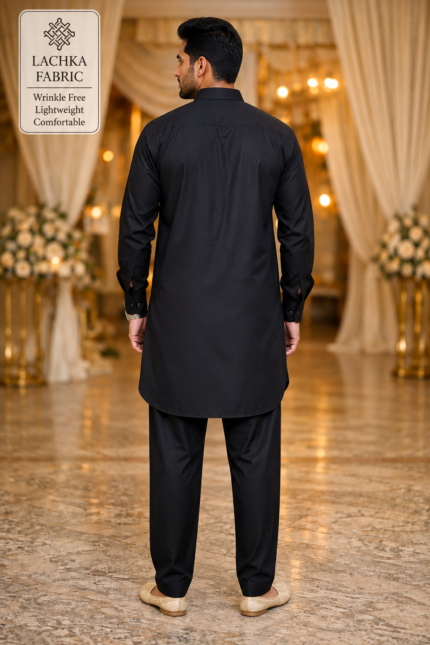 Black Lachka Kurta Pajama - Punjabi Threads product image 1