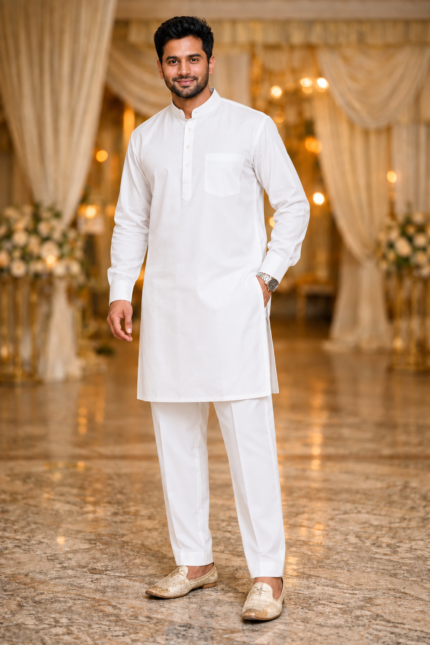 Classic White Punjabi Kurta Pajama - Punjabi Threads product image 1