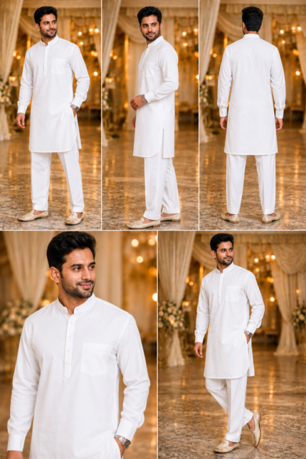 Classic White Punjabi Kurta Pajama - Punjabi Threads product image 2