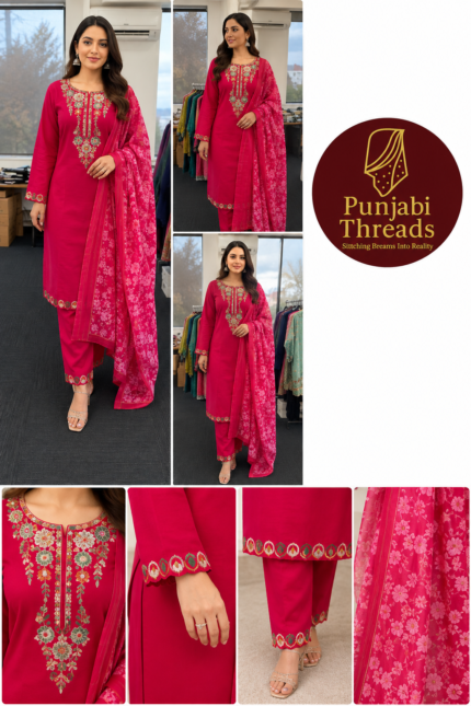 Gulnaar Pink Embroidered Punjabi Suit - Punjabi Threads product image 1