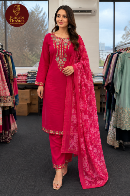 Gulnaar Pink Embroidered Punjabi Suit - Punjabi Threads product image 2