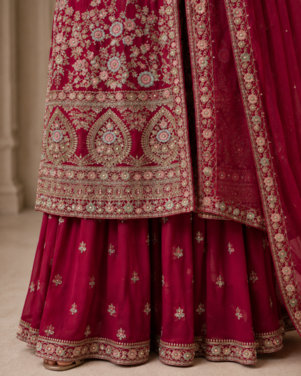 Maroon Luxury Sharara Suit - Punjabi Threads product image 2