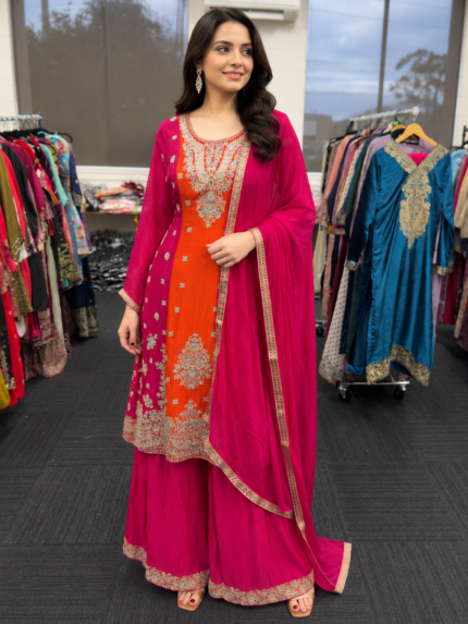 Rani Sunset Sharara Suit - Punjabi Threads product image 1