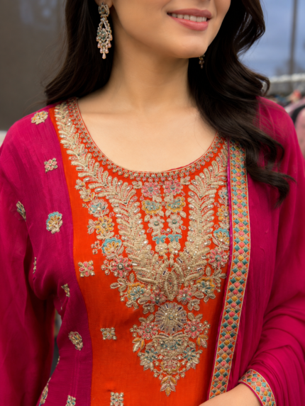 Rani Sunset Sharara Suit - Punjabi Threads product image 2