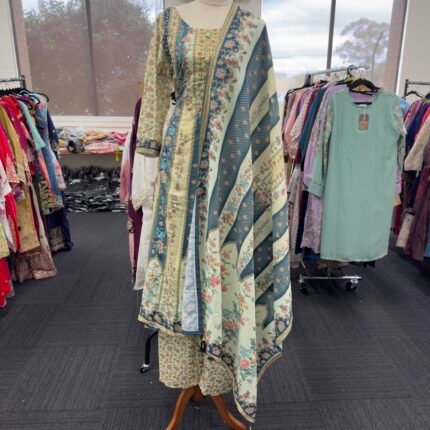 Teal Floral Anarkali Suit Set - Punjabi Threads product image 1