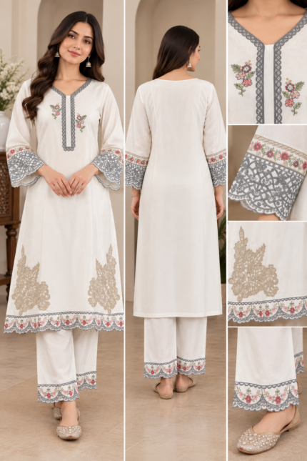 Floral Grace Embroidered Co-Ord Set - Punjabi Threads product image 1
