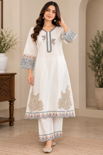 Floral Grace Embroidered Co-Ord Set - Punjabi Threads product image 2