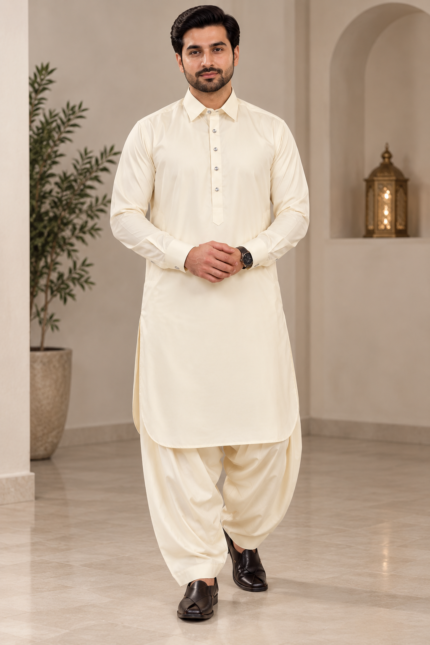 Ivory Elegance Pakistani Men’s Shalwar Kameez - Punjabi Threads product image 2