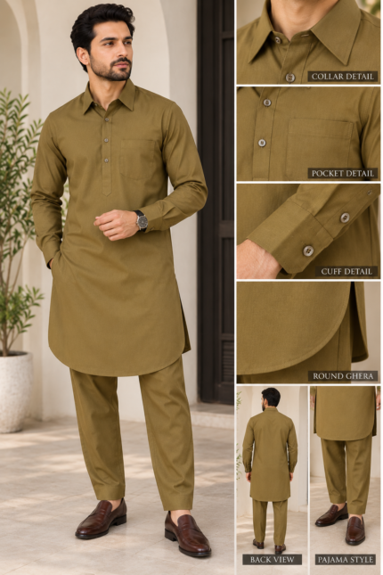 Olive Heritage Men's Kurta Pajama - Punjabi Threads product image 1
