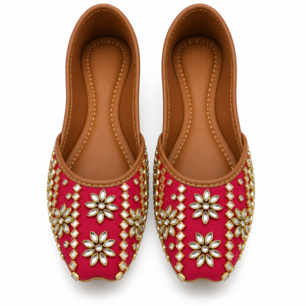 Royal Fuchsia Kundan Floral Punjabi Jutti - Punjabi Threads product image 2