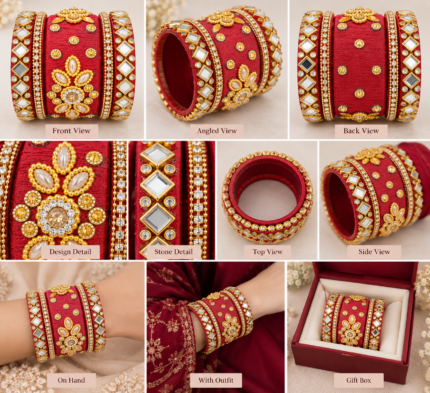 Royal Ruby Kundan Bridal Bangle Set - Punjabi Threads product image 2