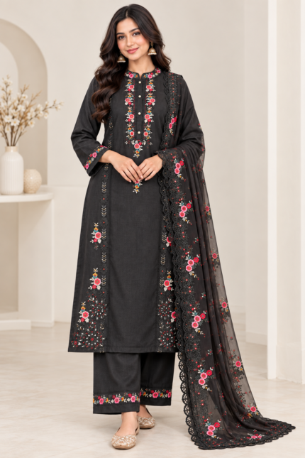 Black Embroidered Salwar Suit - Punjabi Threads product image 1