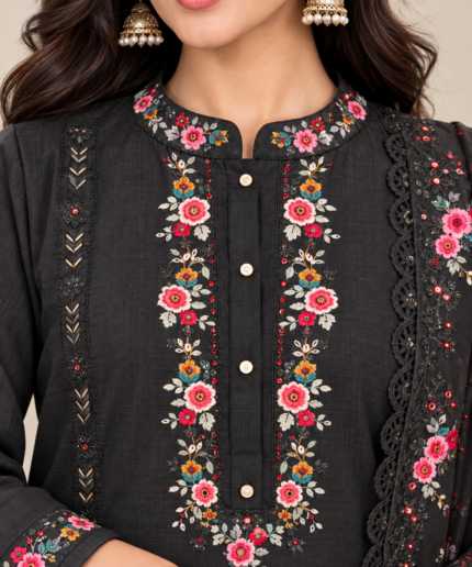 Black Embroidered Salwar Suit - Punjabi Threads product image 2