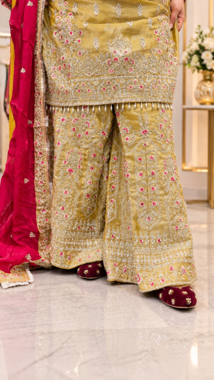 Royal Mustard Gold Embroidered Sharara Suit - Punjabi Threads product image 2
